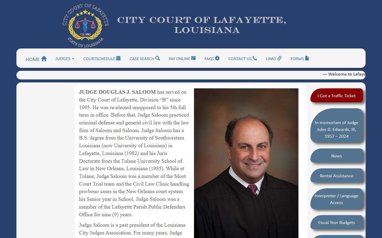 Lafayette City Court judges and docket divisions