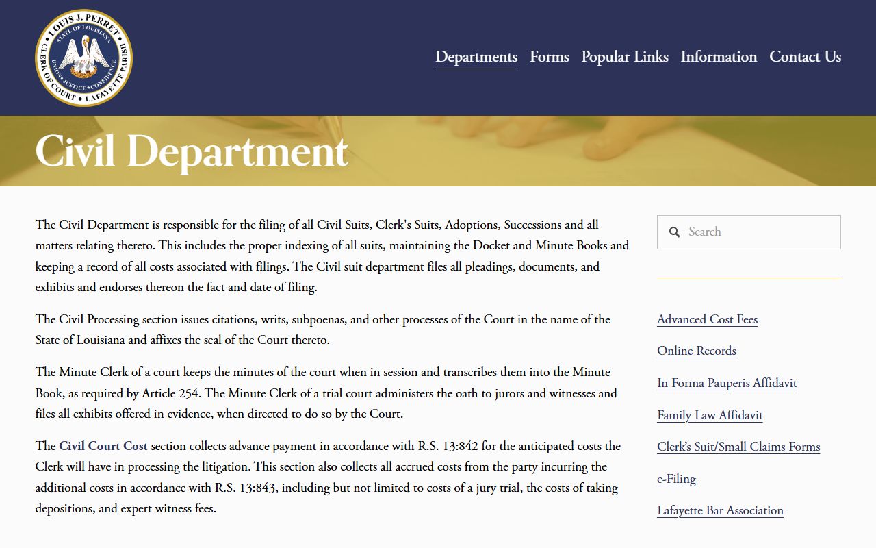 Lafayette County civil court records department