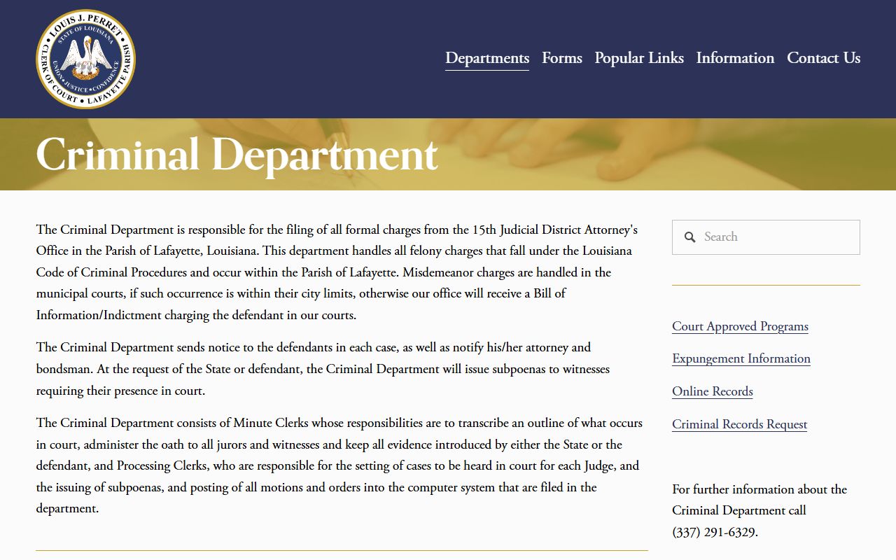 Lafayette County criminal court records department