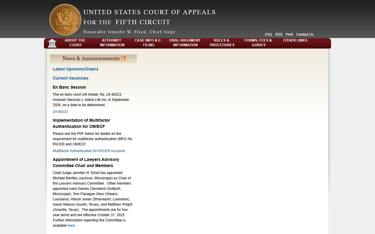 Fifth Circuit federal appeals court for Lafayette County