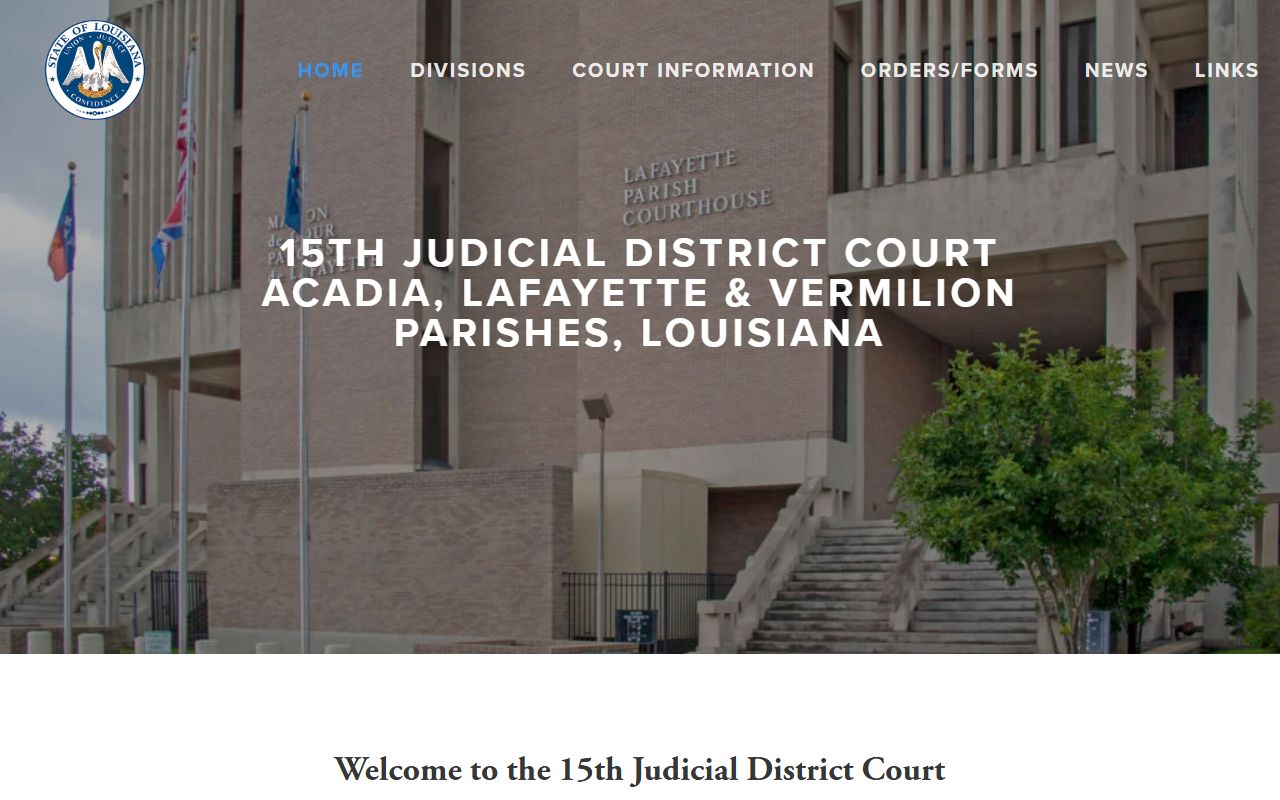 15th Judicial District Court homepage serving Lafayette County