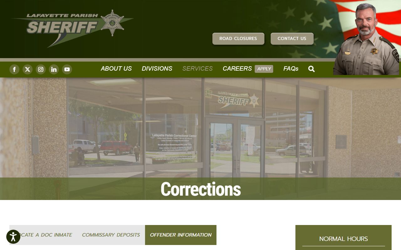 Lafayette Parish Sheriff offender information for inmate records