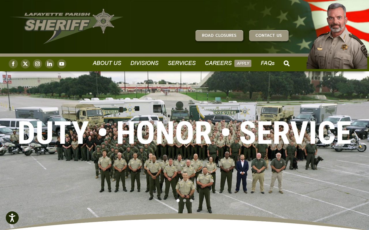 Lafayette Parish Sheriff's Office homepage for inmate records
