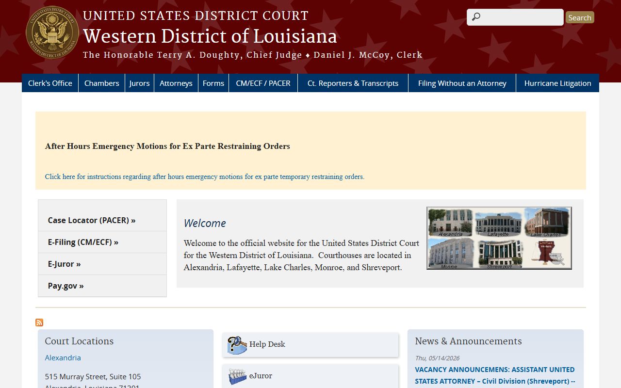Western District of Louisiana federal court for Lafayette County