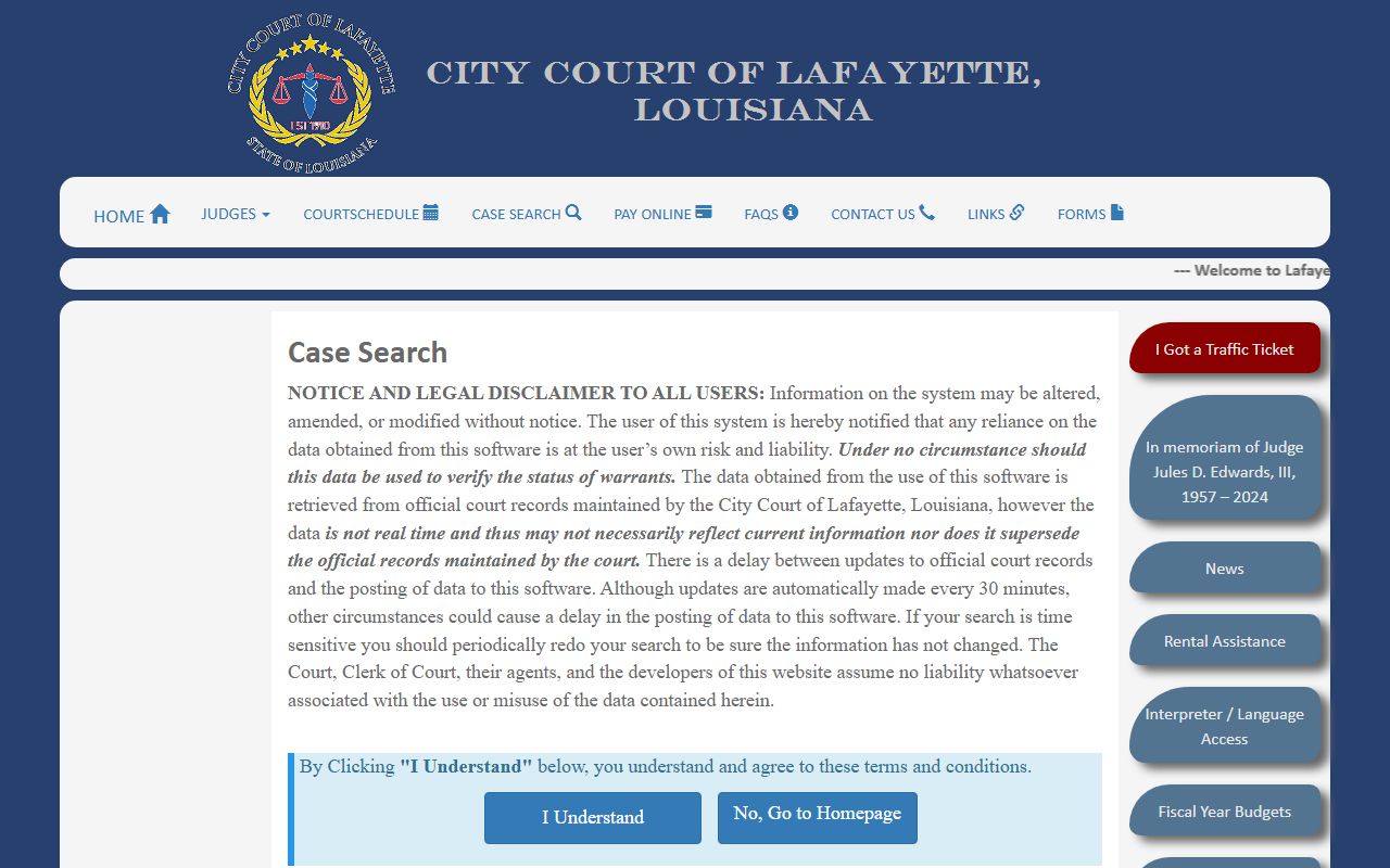 Lafayette County City Court traffic case search